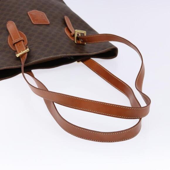 CELINE Macadam Canvas Hand Bag Pvc Leather Brown Gold - Picture 7 of 13